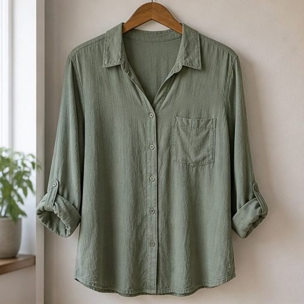 Charcoal Button Blouse